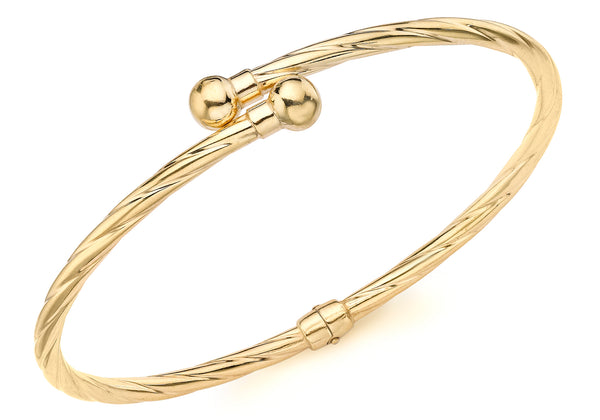 9ct Yellow Gold Crossover Twist Bangle