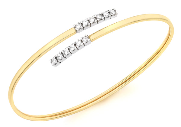 9ct Yellow Gold Flexible Zirconia  Detail Bangle