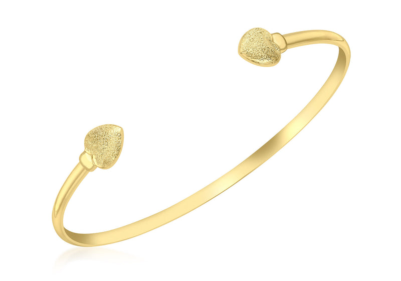 9ct Yellow Gold Stardust Hearts Torque Bangle