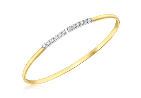 9ct Yellow Gold Zirconia  Bar Torque Bangle