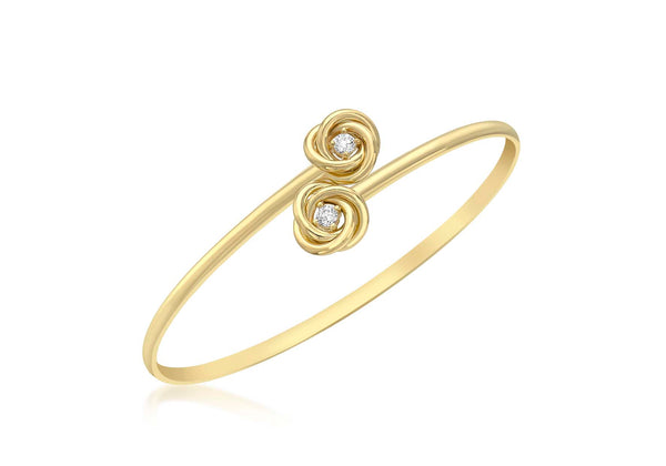 9ct Yellow Gold Zirconia  Knot Flexible Bangle