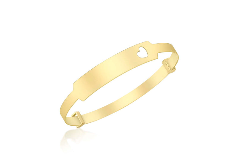 9ct Yellow Gold Heart ID Expandable Baby Bangle