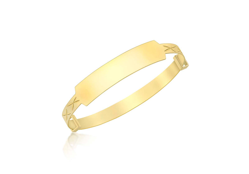 9ct Yellow Gold ID Diamond Cut Expandable Baby Bangle