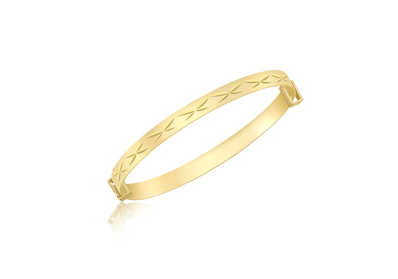 9ct Yellow Gold Diamond Cut 'Kiss' Expandable Baby Bangle