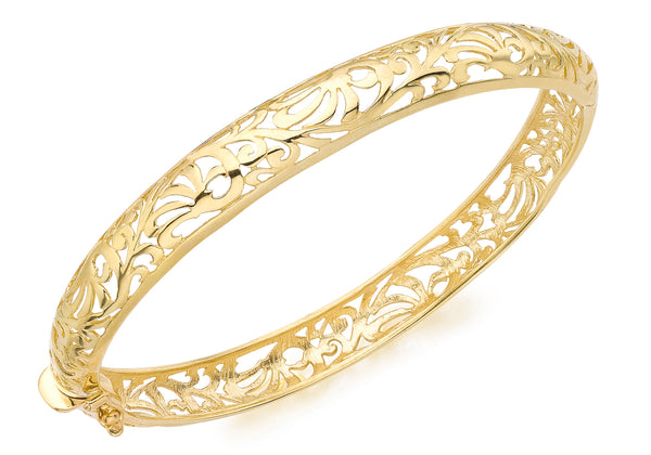 9ct Yellow Gold Art Nouveau Style Bangle