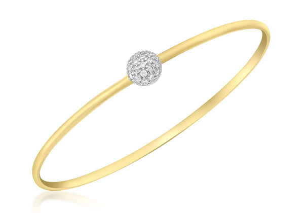 9ct Yellow Gold Zirconia  Ball Bangle