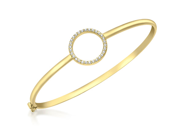 9ct Yellow Gold Zirconia  16mm Ring Bangle