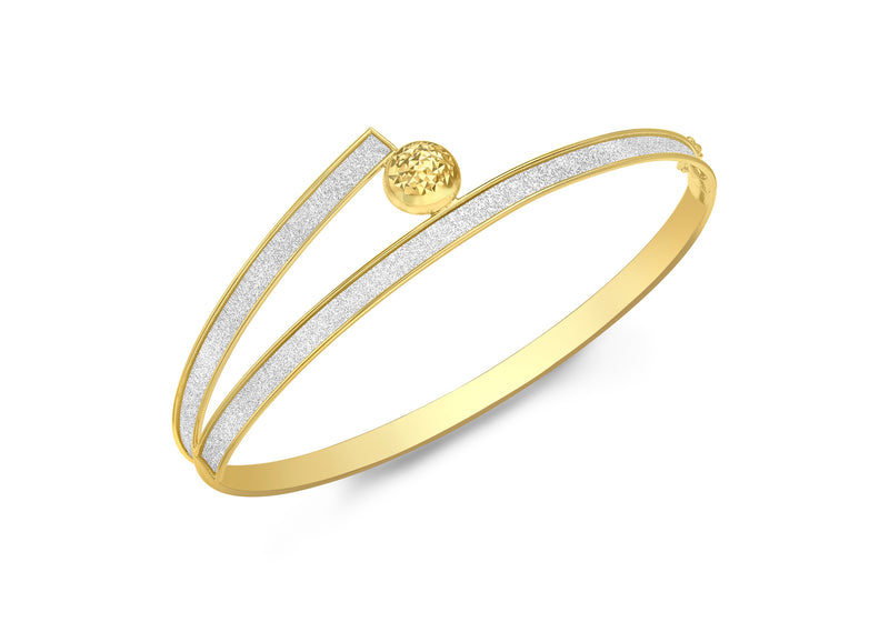 9ct Yellow Gold Diamond Cut Dome Crossover Stardust Bangle