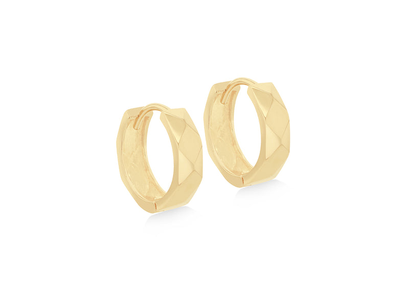9ct Gold Faceted Small Hoop Earrings