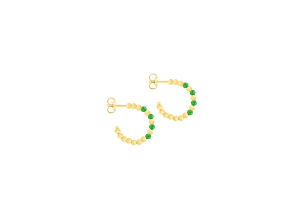 9ct Yellow Gold Green Zirconia Open Hoop Stud Earrings
