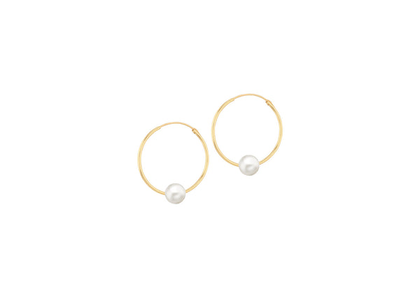 9ct Yellow Gold Freshwater Pearl Annulus Earrings
