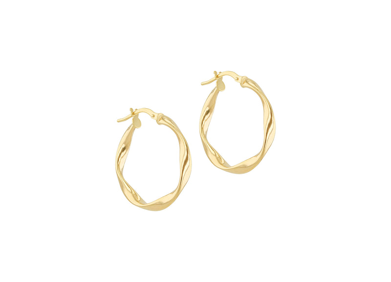 9ct Yellow Gold Twirl Hoop Creole Earrings