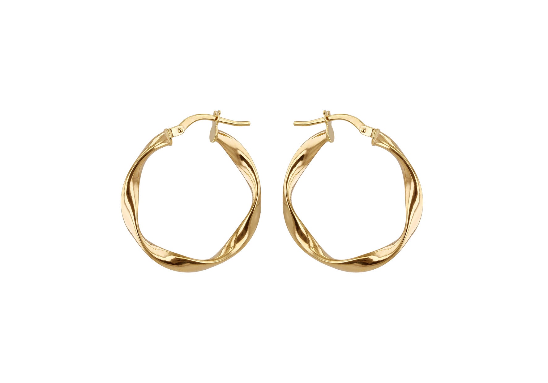 9ct Yellow Gold Twirl Hoop Creole Earrings