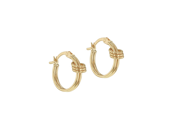 9ct Yellow Gold Annular Double Knot Earrings
