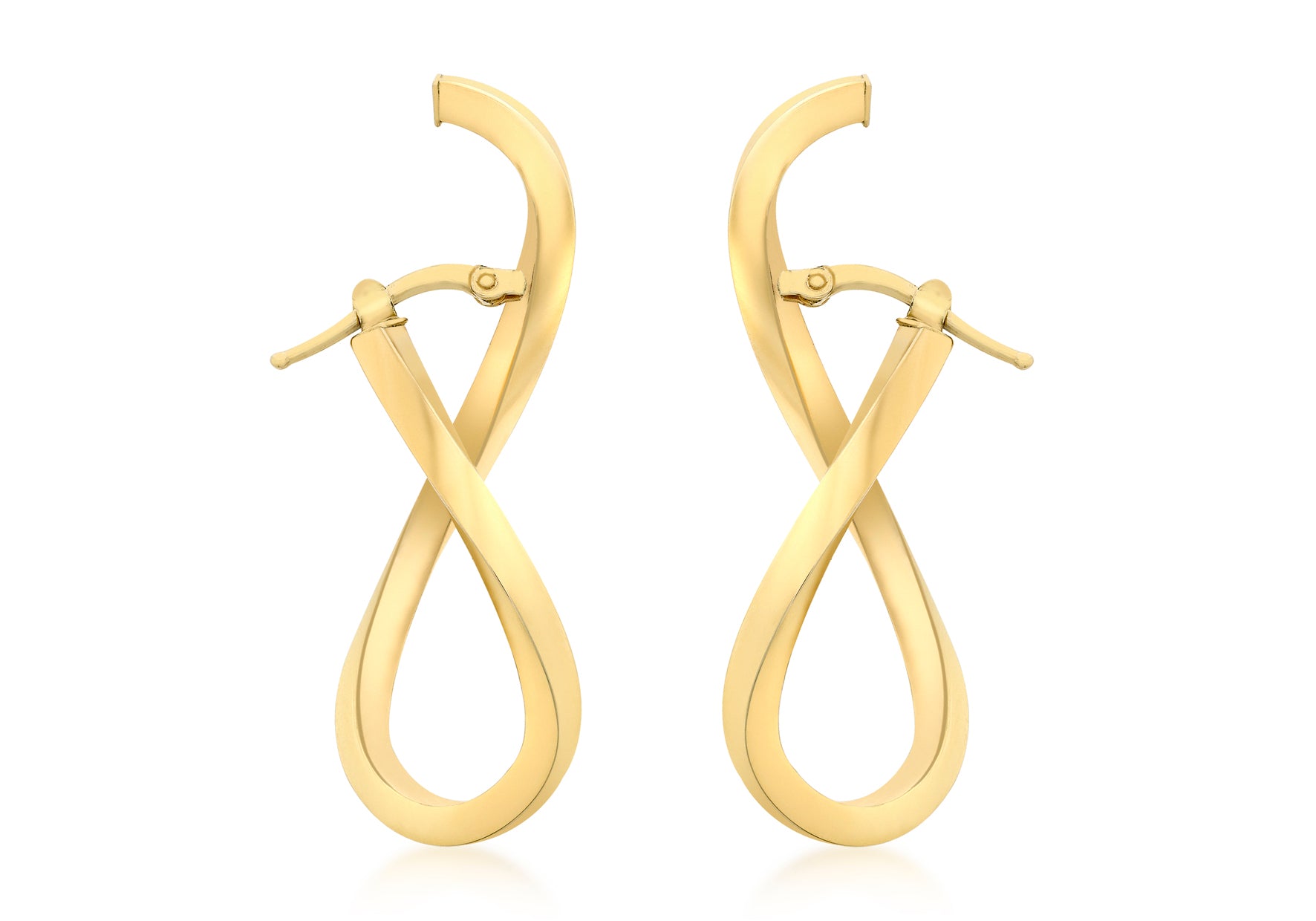 9ct Yellow Gold Square infinity Wave Illusion Earrings