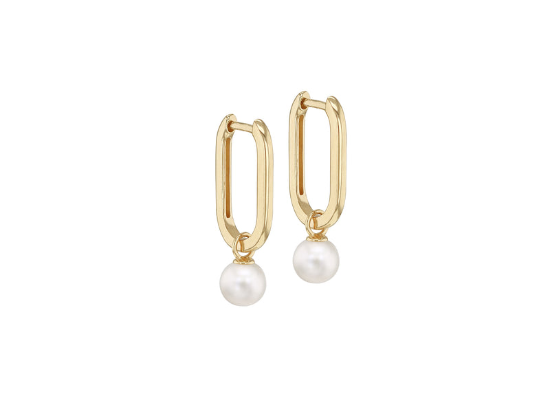 9ct Yellow Gold Freshwater Pearls Oblong Earrings