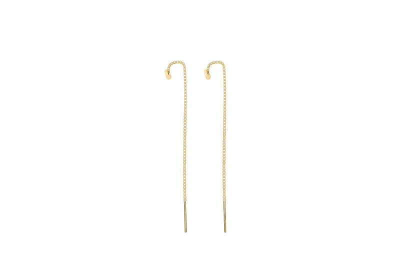 9ct Yellow Gold Bar Chain Drop Earrings