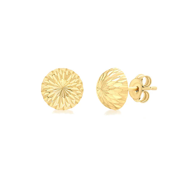 9ct Yellow Gold 8mm Diamond Cut Half-Ball Stud Earrings