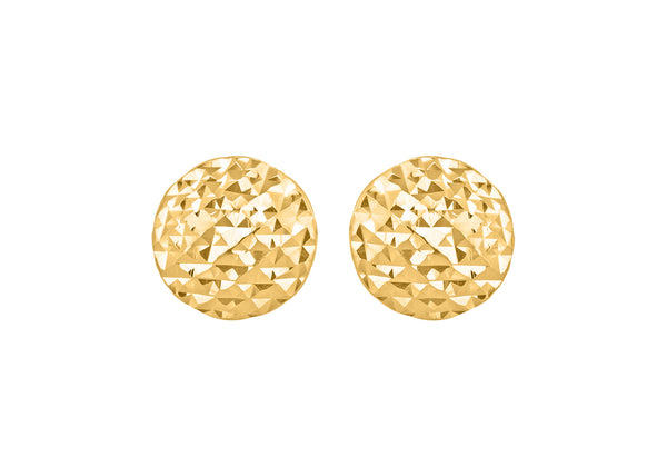 9ct Yellow Gold 7.7mm Diamond Cut Pyramid Button Stud Earrings