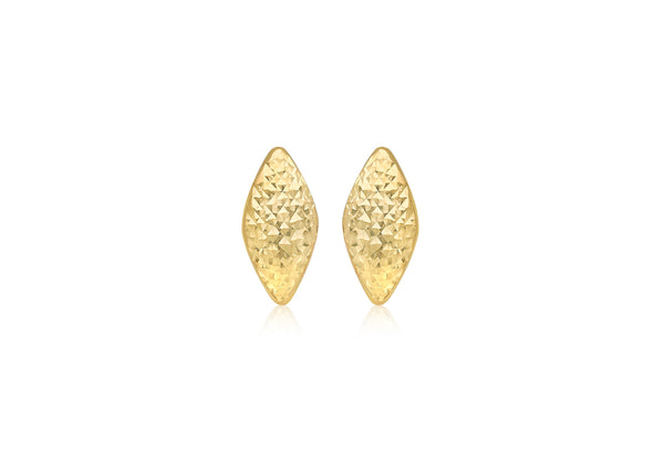9ct Yellow Gold Diamond Cut Curved Rhombus Stud Earrings