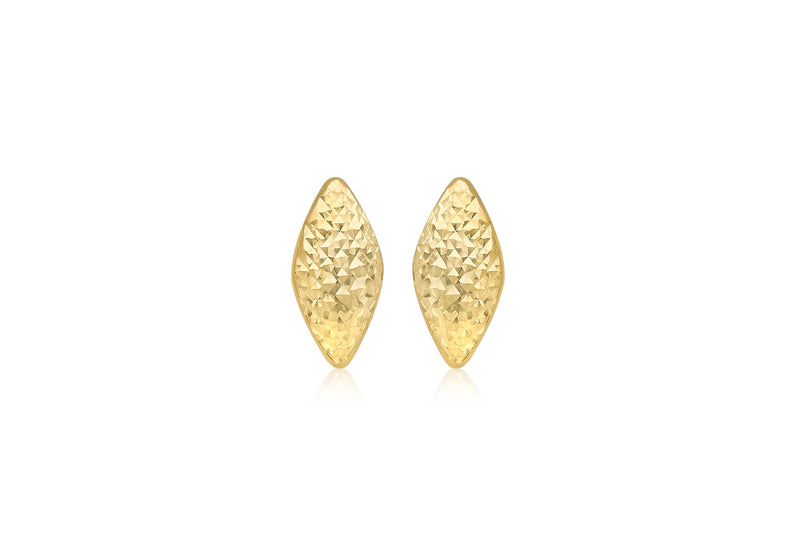 9ct Yellow Gold Diamond Cut Curved Rhombus Stud Earrings