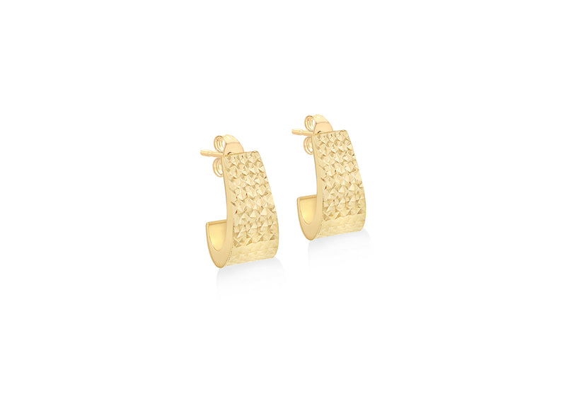 9ct Yellow Gold Curved Stud Earrings