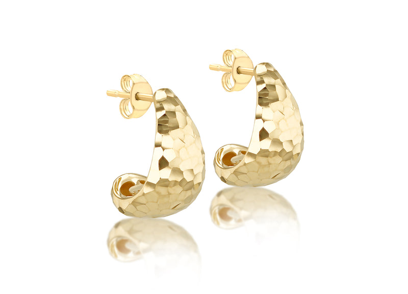 9ct Yellow Gold Curved Crescent Stud Earrings