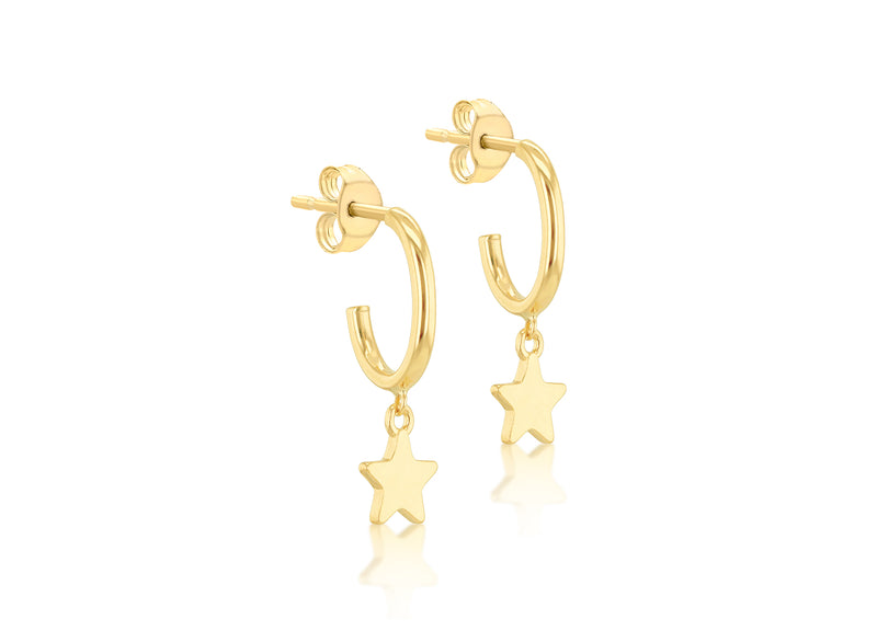 9ct Yellow Gold Stars Drop Earrings