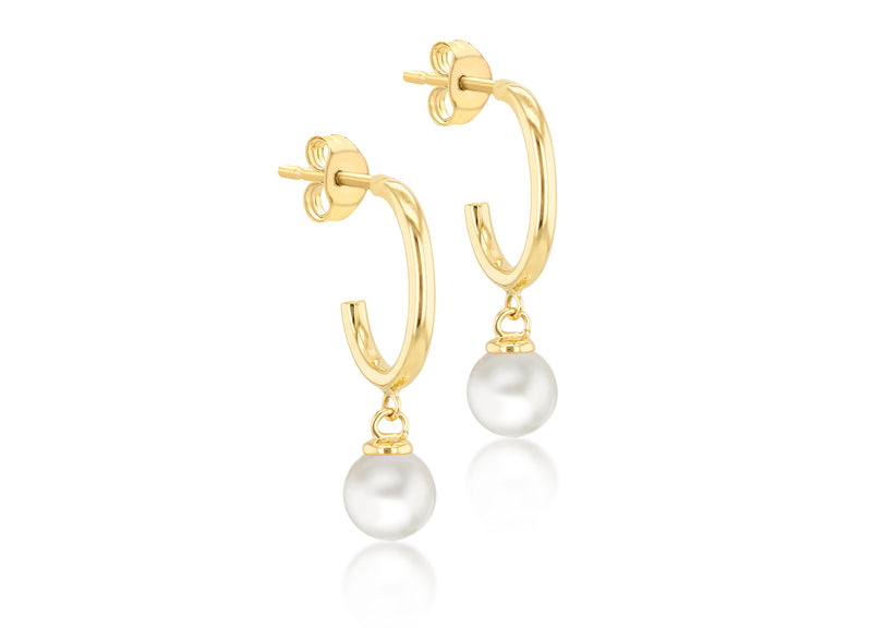9ct Yellow Gold Freshwater Pearls Drop Stud Earrings