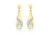 9ct Yellow Gold 0.02t Diamond and 0.36t Aquamarine Drop Earrings