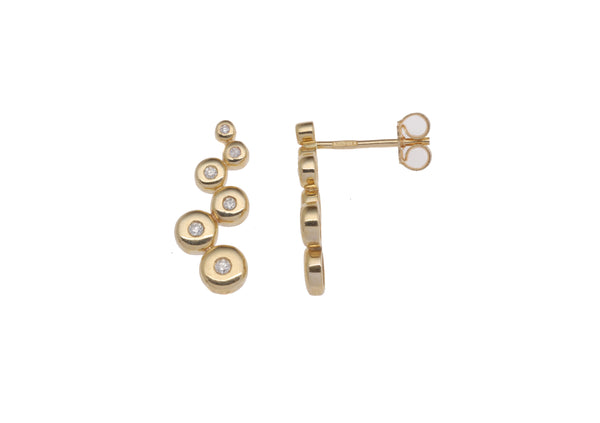 9ct Yellow Gold 0.13t Diamond 6-Stone DoughnCut Drop Earrings