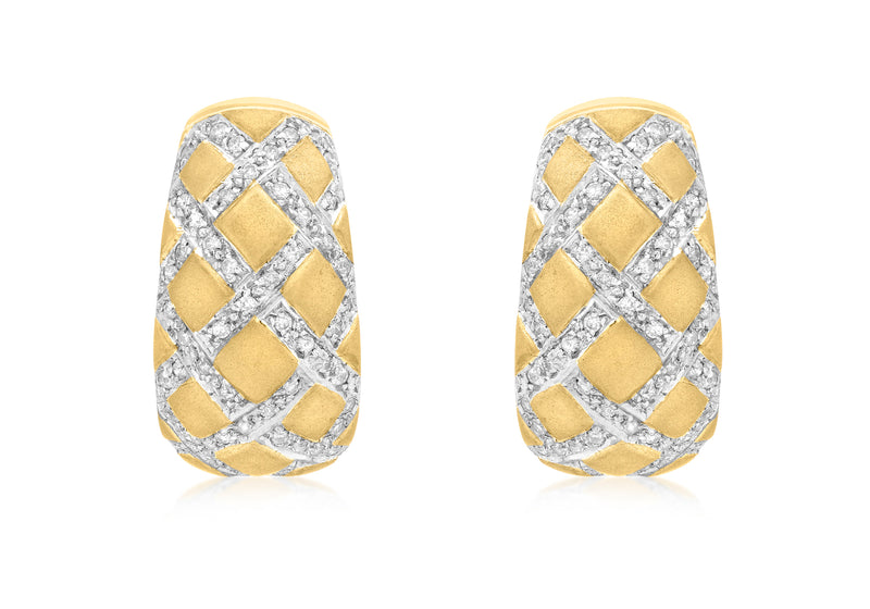 9ct Yellow Gold 0.69ct Diamond Lattie Half-Hoop Earrings