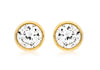 9ct Yellow Gold Zirconia  and Pave Set 5mm Stud Earrings