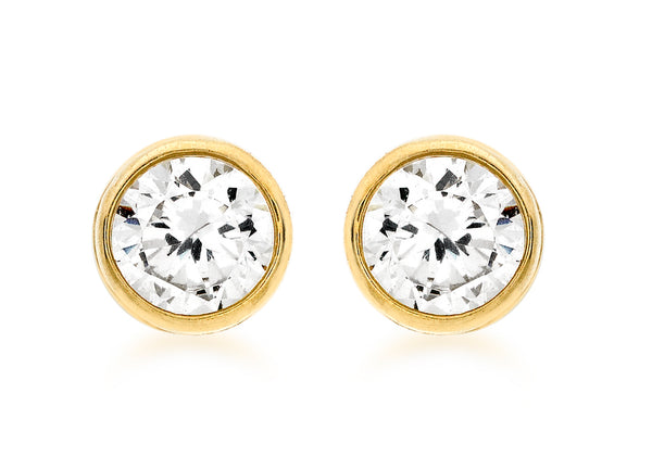 9ct Yellow Gold Zirconia  and Pave Set 5mm Stud Earrings