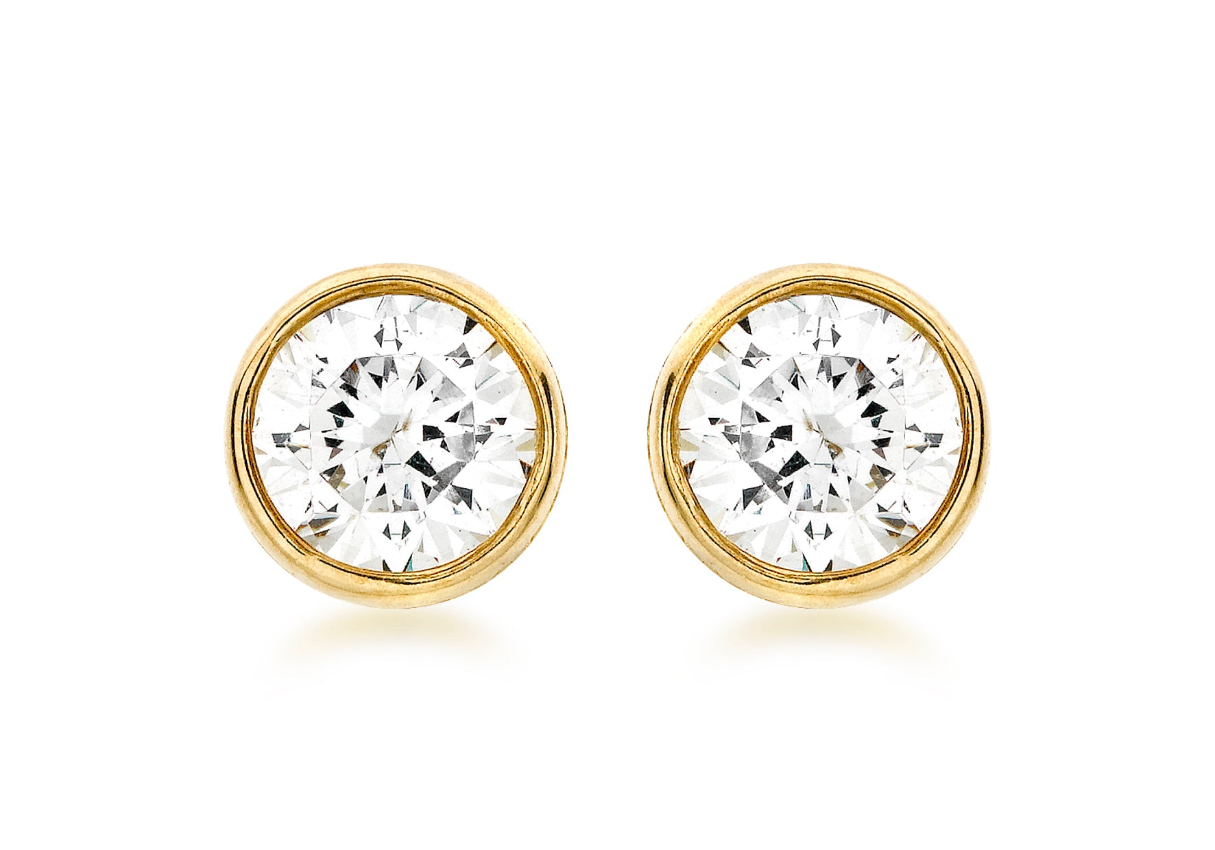 9ct Yellow Gold Zirconia  and Pave Set 6mm Stud Earrings