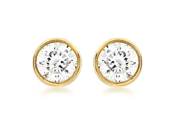 9ct Yellow Gold Zirconia  and Pave Set 6mm Stud Earrings