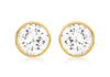 9ct Yellow Gold 7mm Zirconia  and Pave Set Stud Earrings