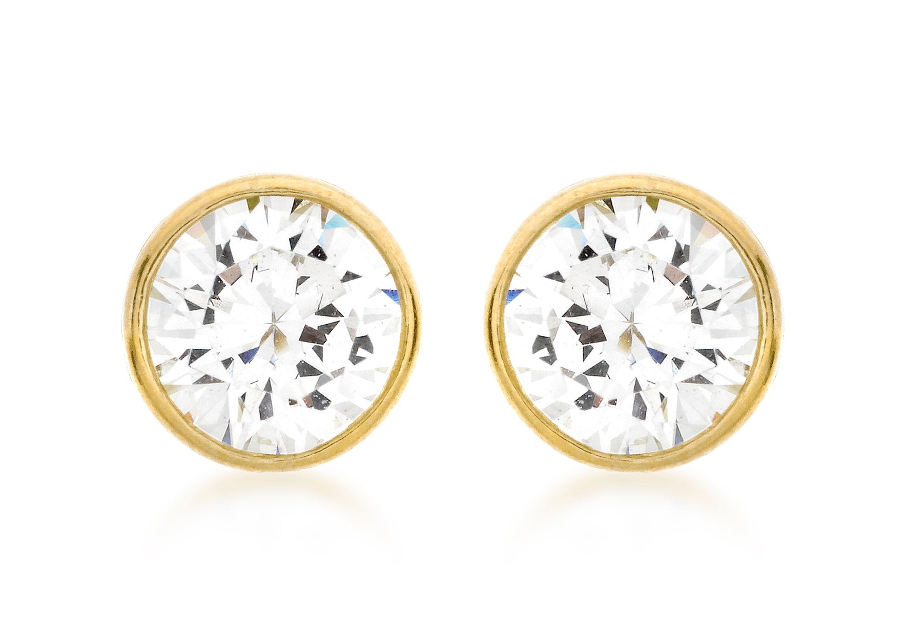 9ct Yellow Gold 7mm Zirconia  and Pave Set Stud Earrings