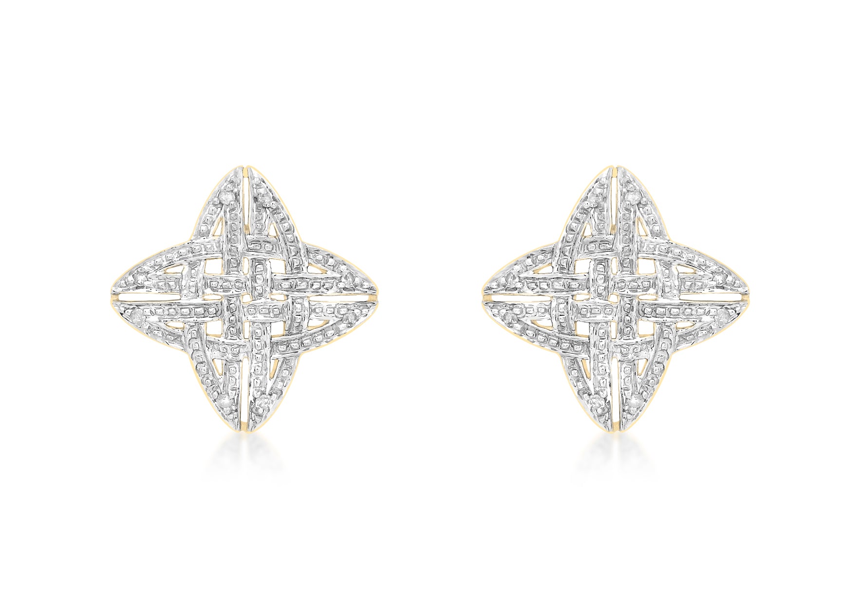 9ct Yellow Gold 0.10ct Diamond Celtic Cross Stud Earrings