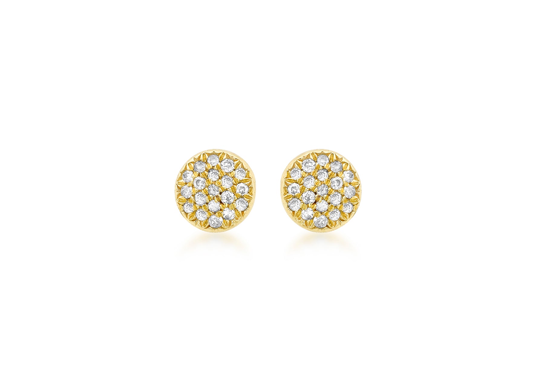 9ct Yellow Gold 0.10ct Diamond Pave Set 5mm Round Stud Earrings