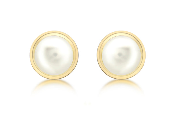 9ct Yellow Gold Freshwater Pearl 8mm Stud Earrings