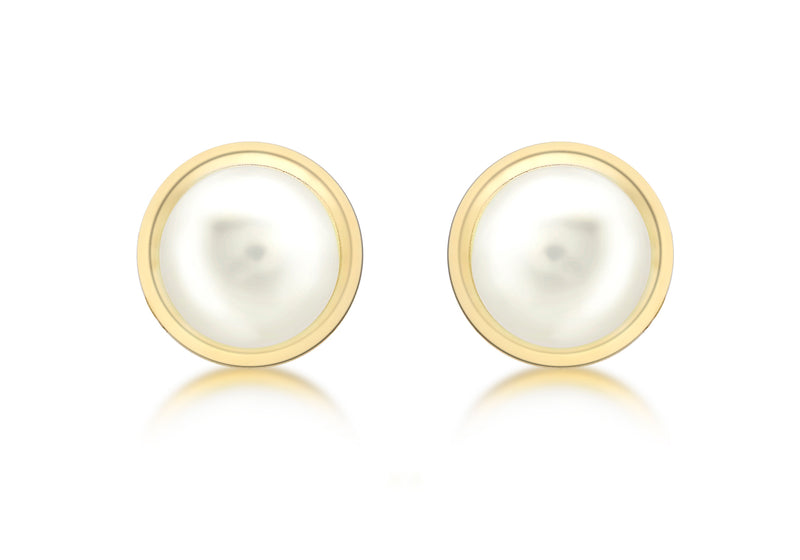 9ct Yellow Gold Freshwater Pearl 8mm Stud Earrings