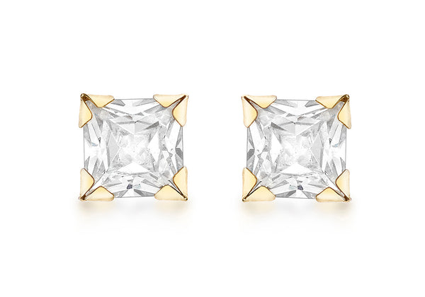 9ct Yellow Gold 3mm 4-Claw Zirconia  Stud Earrings