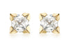 9ct Yellow Gold Zirconia  4mm x 4mm 4-Claw Stud Earrings