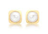 9ct Yellow Gold and Pearl 7mm x 7mm Square Stud Earrings