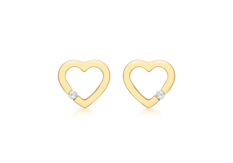 9ct White Gold 0.07ct Diamond Heart Stud Earrings