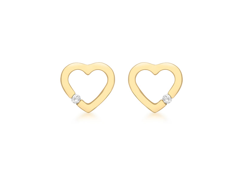 9ct White Gold 0.07ct Diamond Heart Stud Earrings
