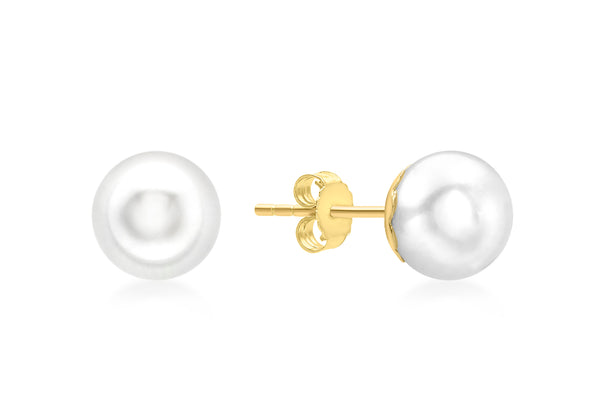 9ct Yellow Gold 8mm Pearl Stud Earrings