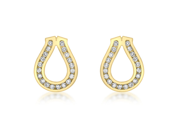9ct Yellow Gold 0.33t Diamond Channel Set Horseshoe Stud Earrings
