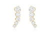 9ct Yellow Gold Graduated 5-Stone Zirconia  5mm x 15mm Stud Earrings